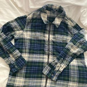 CHAPS oversized zipper flannel